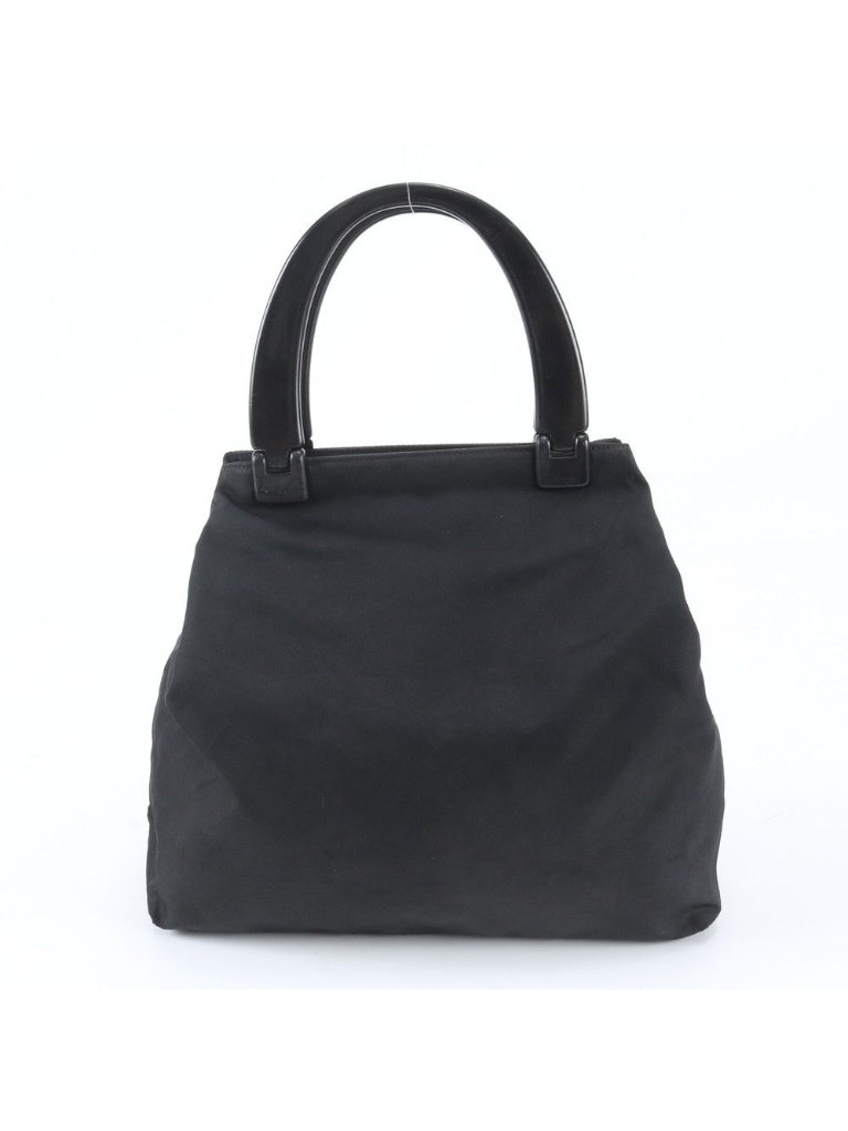 Prada Tessuto Nylon Plastic Handle Handbag Tote Black